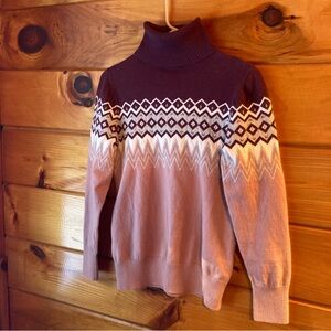 LL Bean womens fair isle turtleneck sweater, size small